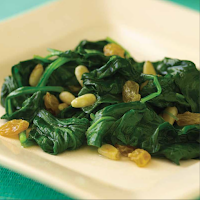 Baby Spinach with Golden Raisins and Pine Nuts
