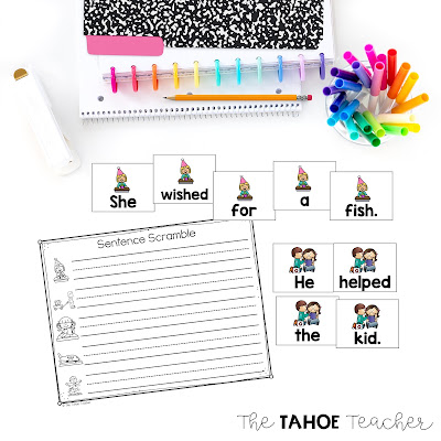 Past tense -ed ending words phonics scrambled sentences games for young readers