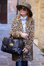 leopard faux fur coat, Ecua-Andino australian hat, satchel bag, Fashion and Cookies, fashion blogger