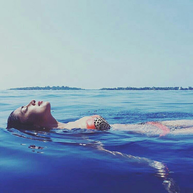 Shriya Saran Two Piece Hot Bikini Pic in water