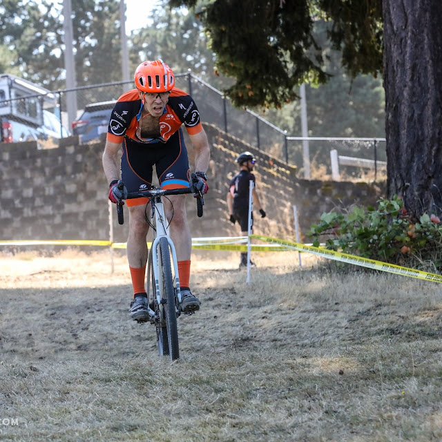 Dwaine descends on cyclocross bicycle