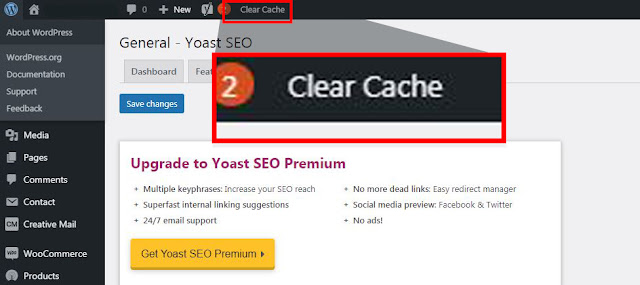how to clear cache on wordpress deshboard