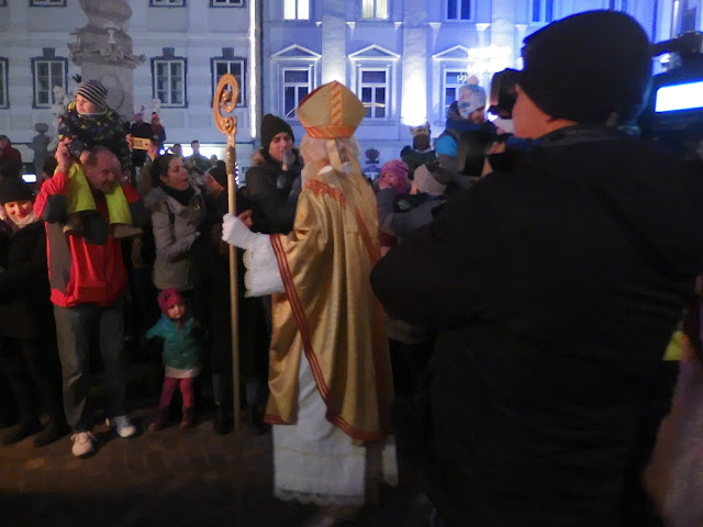 St Nicholas parades through the crowds in Ljubljana