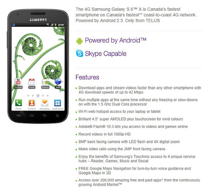 4G Samsung Galaxy S II X Coming Soon Live On TELUS