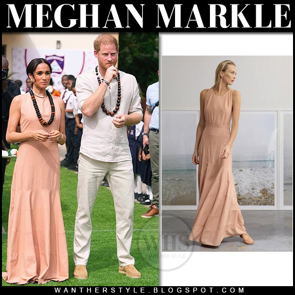 Meghan Markle in blush maxi dress