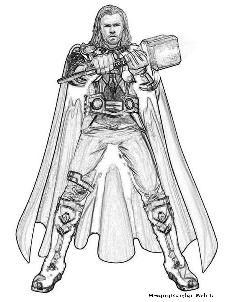 Mewarnai Gambar Thor | Mewarnai Gambar