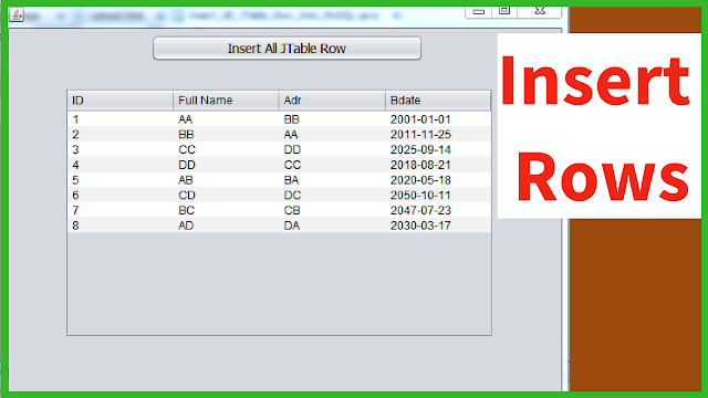  How To Insert All JTable Rows Data To MySQL DataBase Using Java NetBeans Java Insert JTable Rows Data Into MySQL