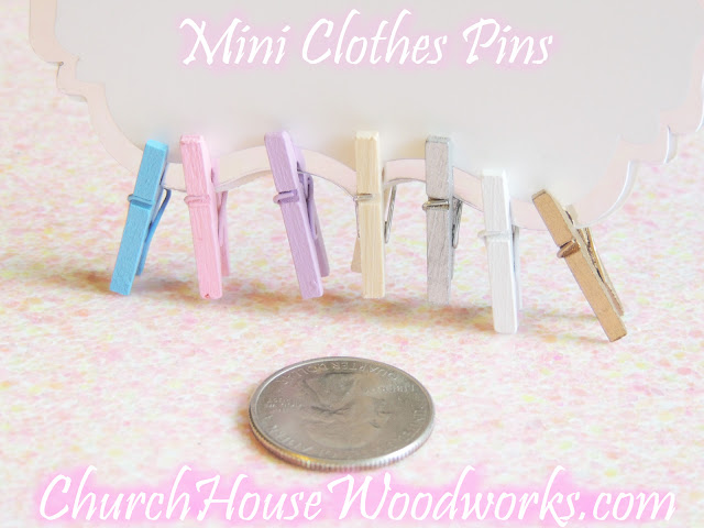 Mini Clothes Pins- Plain, White, Blue, Silver, Purple, Pink and Gold