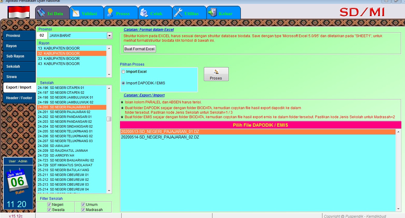 CARA IMPORT FILE UN DAPODIK (DZ)