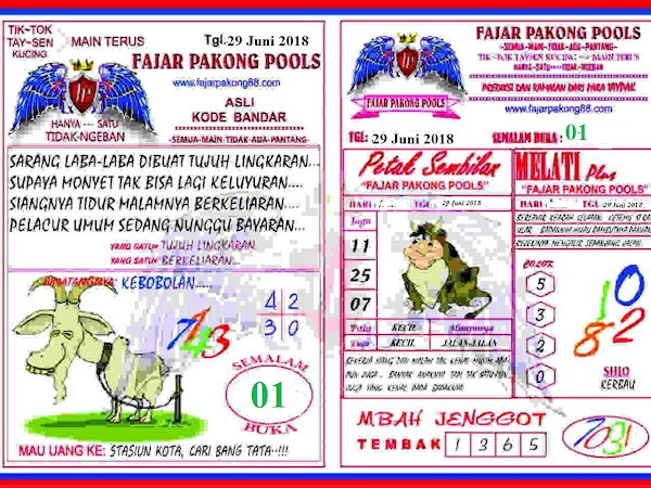 Kode Syair Fajar Pakong 30 Juni 2018