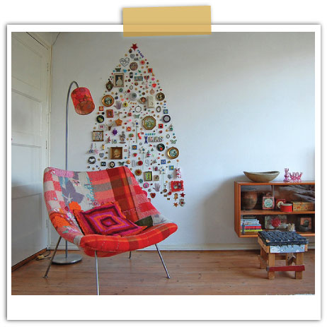 Artsy Wall Collage With Buttons And Frames To Form A Tree Photo Via