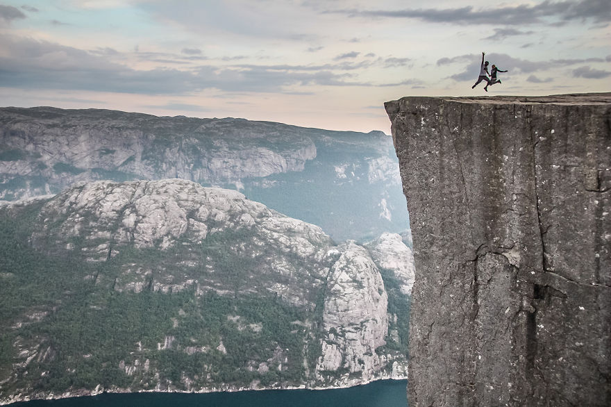 Climbed to the top of huge rocks in Norway… - We Visited Over 50 Countries With Our Van Spending Only $8 A Day