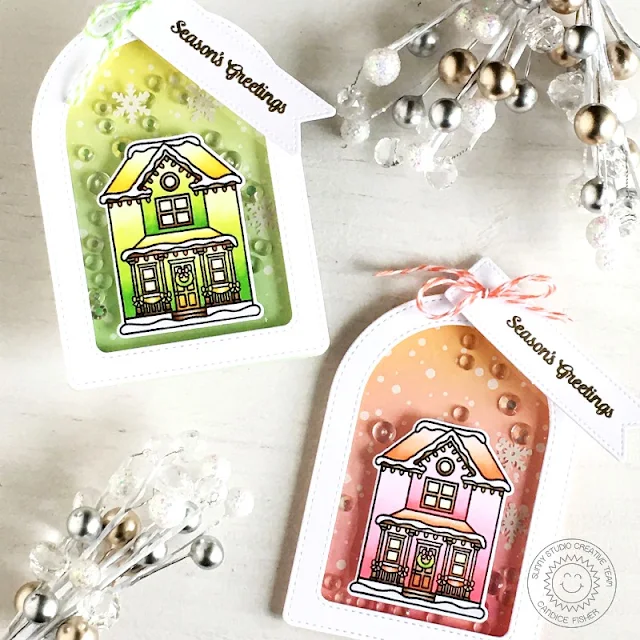 Sunny Studio Stamps: Victorian Christmas Frosty Flurries Stitched Arch Dies Christmas Tags Candice Fisher