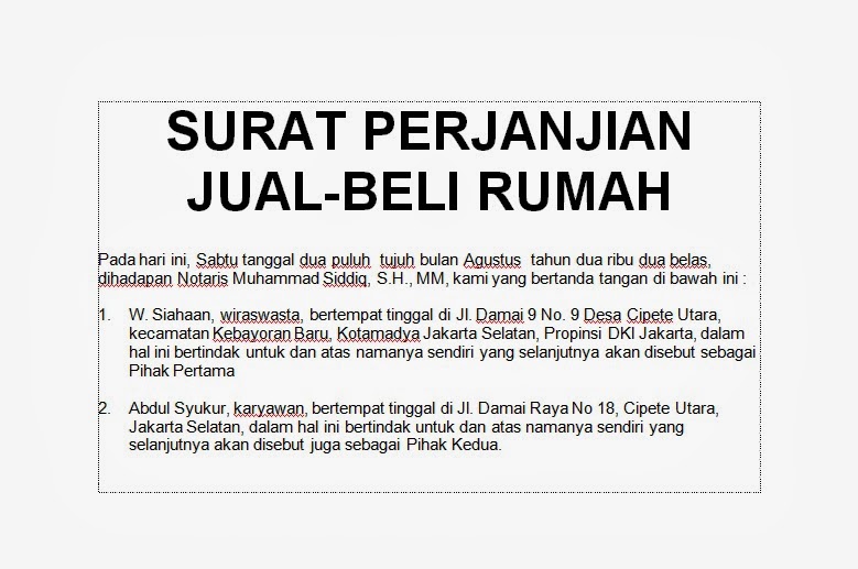 [.doc] CONTOH SURAT PERJANJIAN JUAL BELI RUMAH ~ damai-9