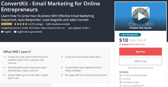 [BESTSELLING][95% Off] ConvertKit - Email Marketing for Online Entrepreneurs| Worth 195$