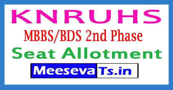 Kaloji Narayana Rao University of Health Sciences MBBS/BDS 2nd Phase Seat Allotment 2018