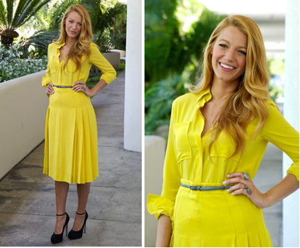 Blake Lively Looks Like Summer at Green Lantern Press Conference