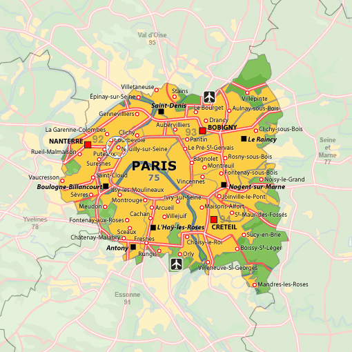 Carte De France. Carte de Nanterre Route