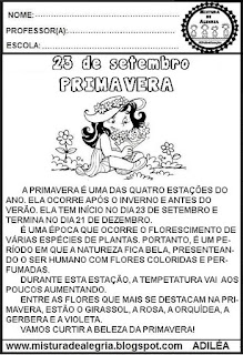 Leitura e interpretação de texto,primavera