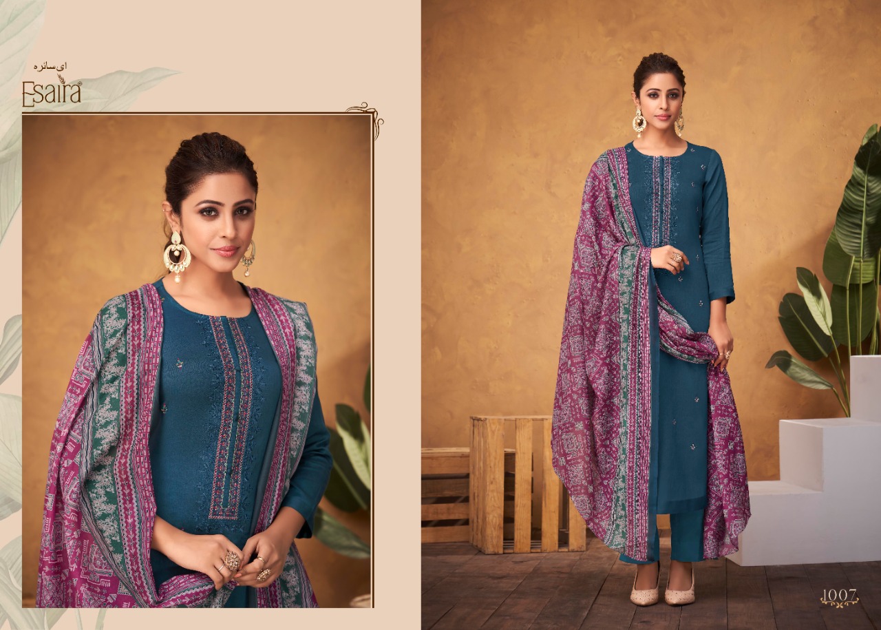 Carmel Esaira Cotton Dyed Embroidery Work Pant Style Suits