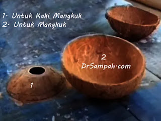 Kreasi Mangkok dari Batok  Kelapa  dengan Gambar Dr  Sampah