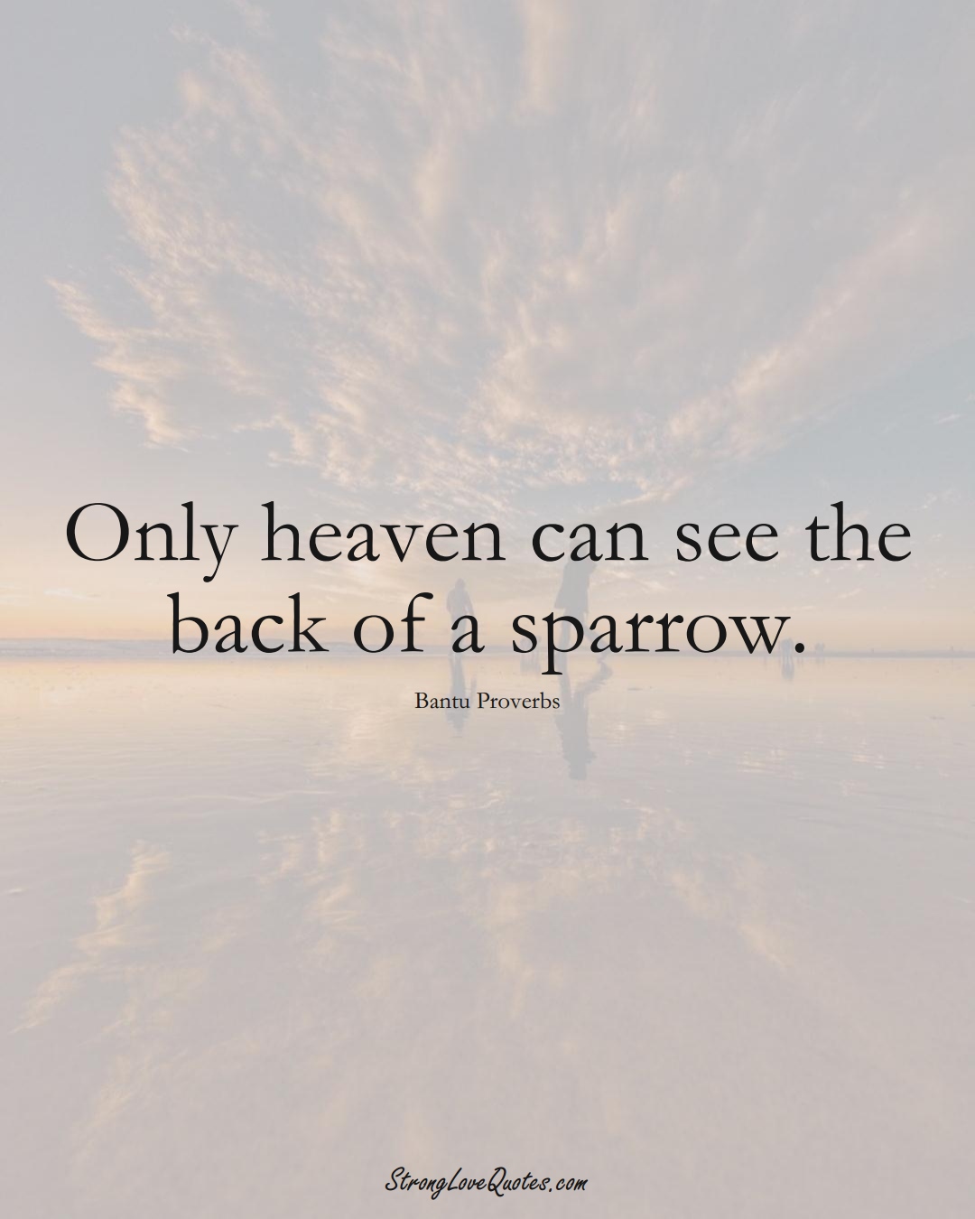 Only heaven can see the back of a sparrow. (Bantu Sayings);  #aVarietyofCulturesSayings