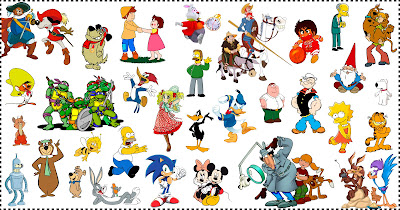 Collage de personajes de dibujos animados