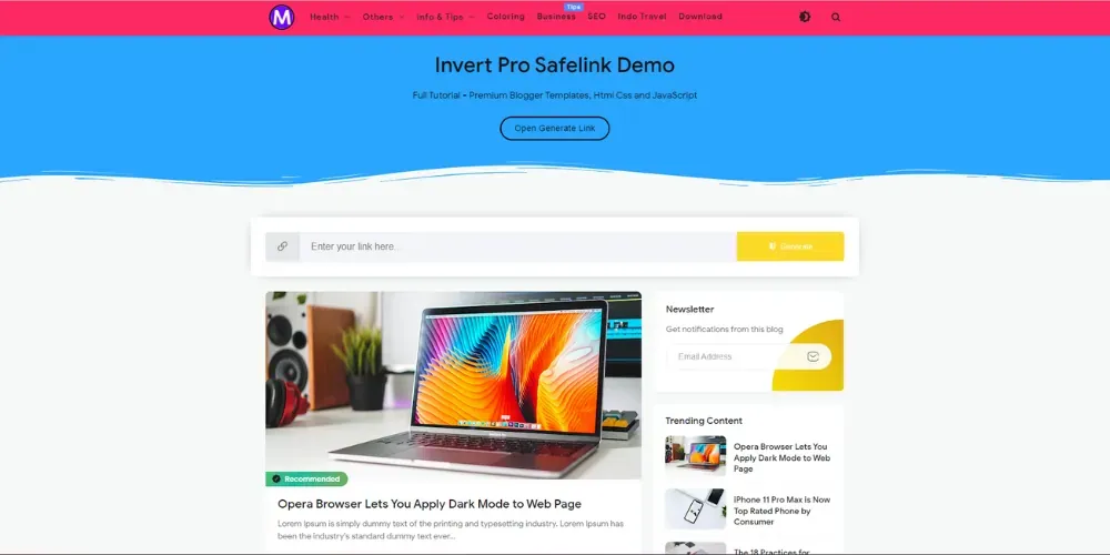 Invert Pro Safelink Blogger Template Free 2022.