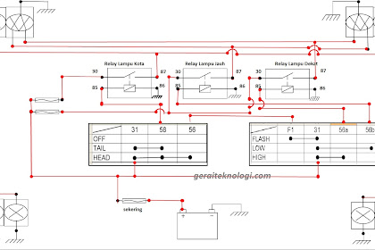 Rangkaian Lampu Kepala dan Kota Pengendali Positif dan Cara Merangkai Lengkap