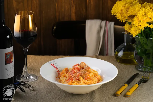 Espaguetis a la Amatriciana