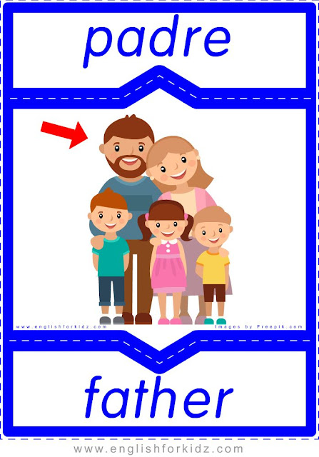 Father English-Spanish flashcards for the family members topic