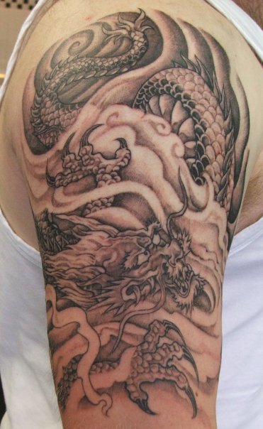 Japanese Dragon Tattoo On The Shoulder