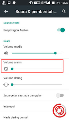 2. Kemudian atur pada Volume alarm