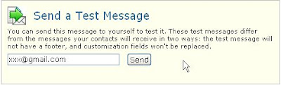 iContact send test message box