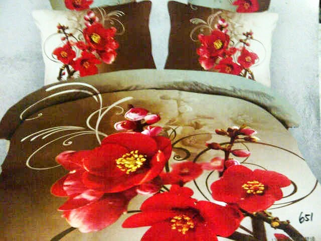 Sprei jepang Panel Motif Bunga Sepatu merah