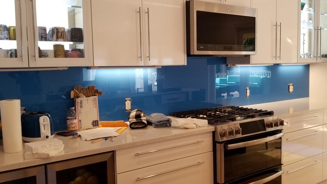 Glass Backsplash Protectors for Kitchens Blue