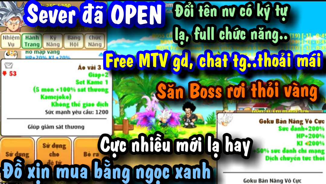 NRO Lậu Đã Open Free MTV Săn Boss Rơi Thỏi Vàng Có Full Mod IOS Free ALL tha hồ trải nghiệm