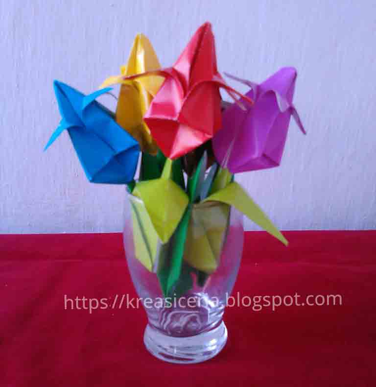  Cara  Mudah Membuat  Origami  Bunga  Tulip 