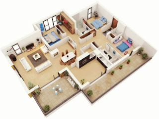 Desain Rumah Minimalis 3 Kamar dengan Dapur Luas
