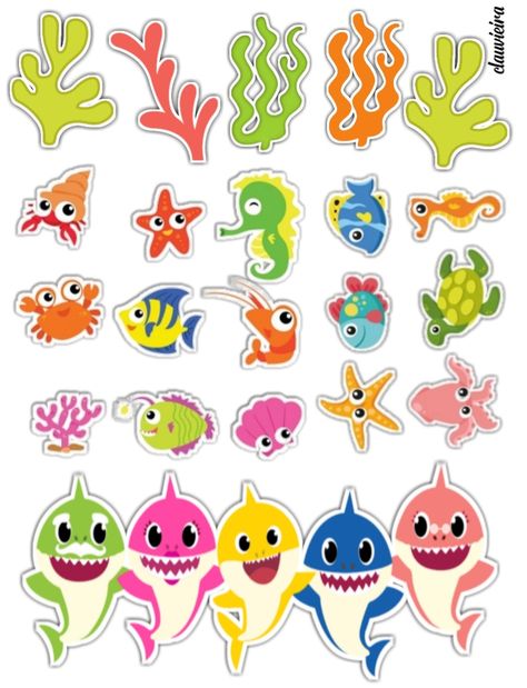 Baby Shark Under the Sea: Free Printable Cake Toppers.