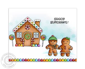 Sunny Studio Stamps: Jolly Gingerbread Rainbow Goody Gumdrops House Card by Mendi Yoshikawa