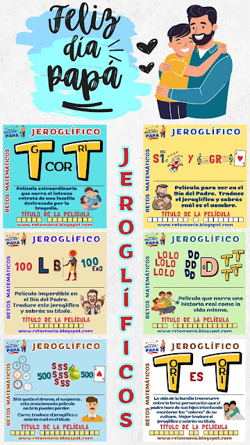 Día del Padre, Día de Pa, Día de Papá, Desafíos matemáticos, Retos matemáticos, Problemas matemáticos, Problema de ingenio, Acertijos, Acertijos visuales, Jeroglíficos, Jeroglíficos Escolares, Jeroglíficos Educativos, Jeroglíficos con Solución, Gimnasia matemática, Gimnasia cerebral, Gimnasia para el cerebro