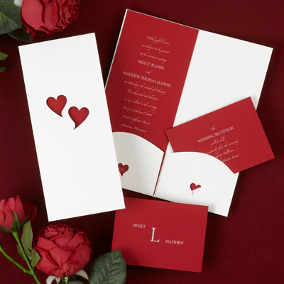 Heart themed wedding invitations