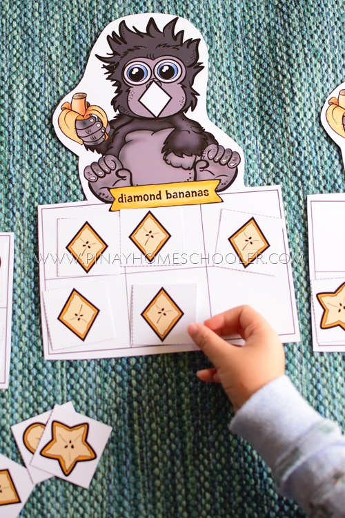 GORILLA BANANA SHAPE MATCHING ACTIVITY