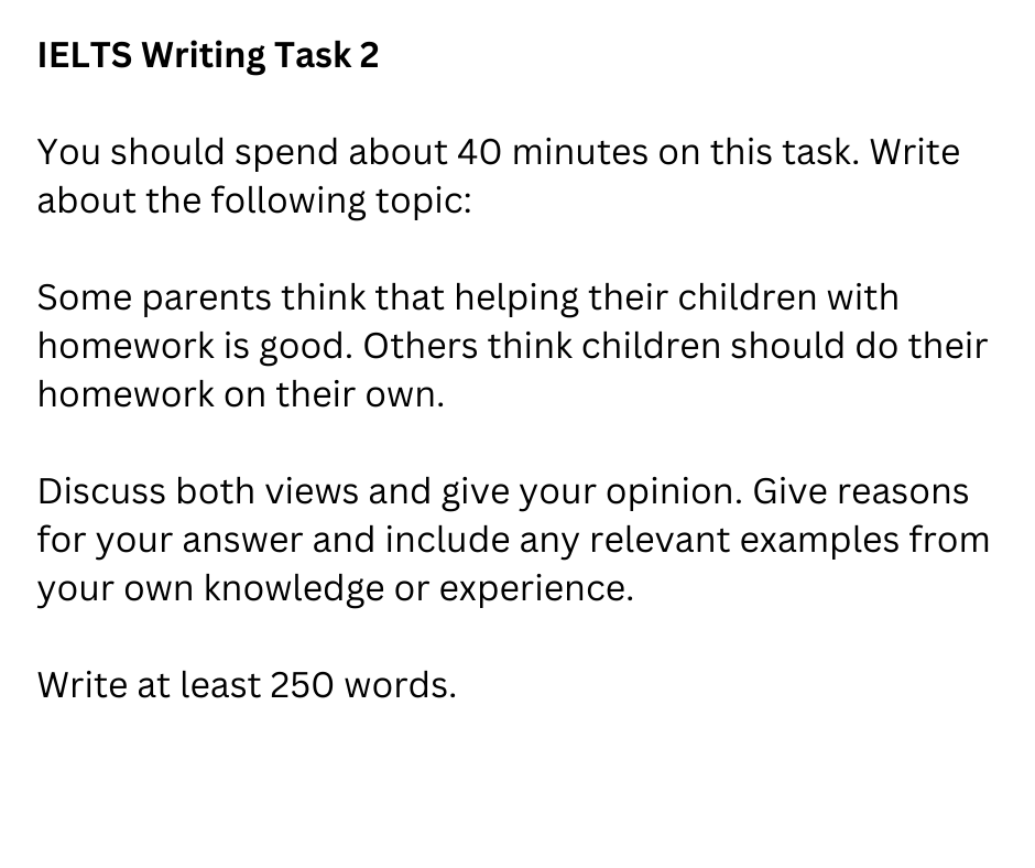 IELTS Writing Samples - Should parents help children with homework?