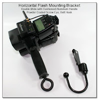 Horizontal Flash Mounting Bracket, Double Wide with Cushioned Aluminum Handle, Powder Coated Screw Eye, Belt Hook