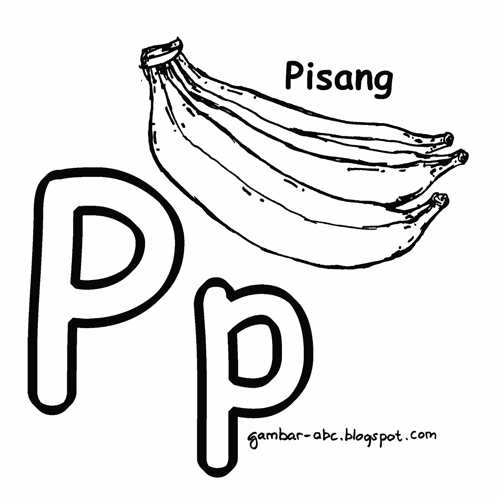 Mewarnai Huruf P Gambar  Buah  Pisang  Contoh Gambar  Mewarnai