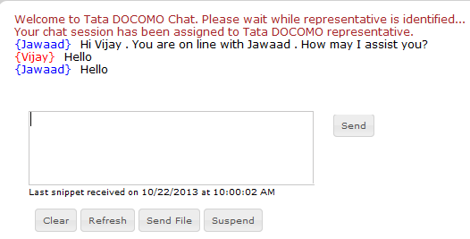 TATA DOCOMO Customer Care Chat Support