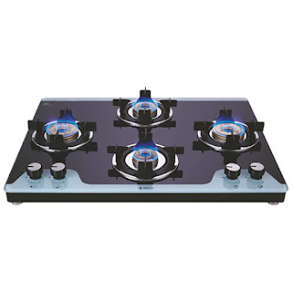 Elica Slimmest 4 Burner Gas Stove with Double Drip Tray and Forged Brass Burners (694 CT VETRO 2J (TKN CROWN DT AI))
