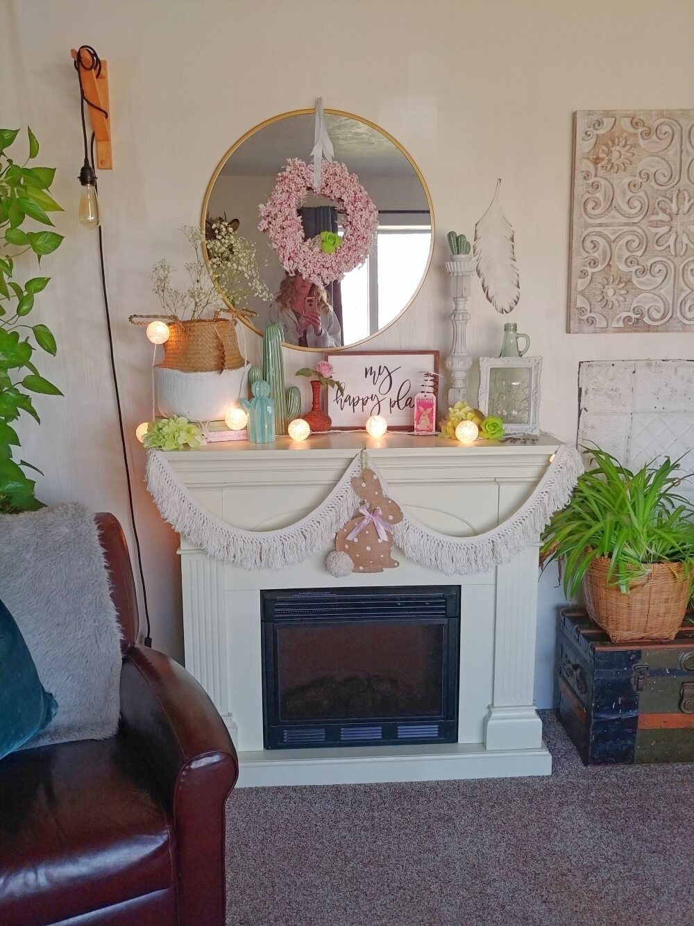 Easy Easter and Spring Mantel Decor